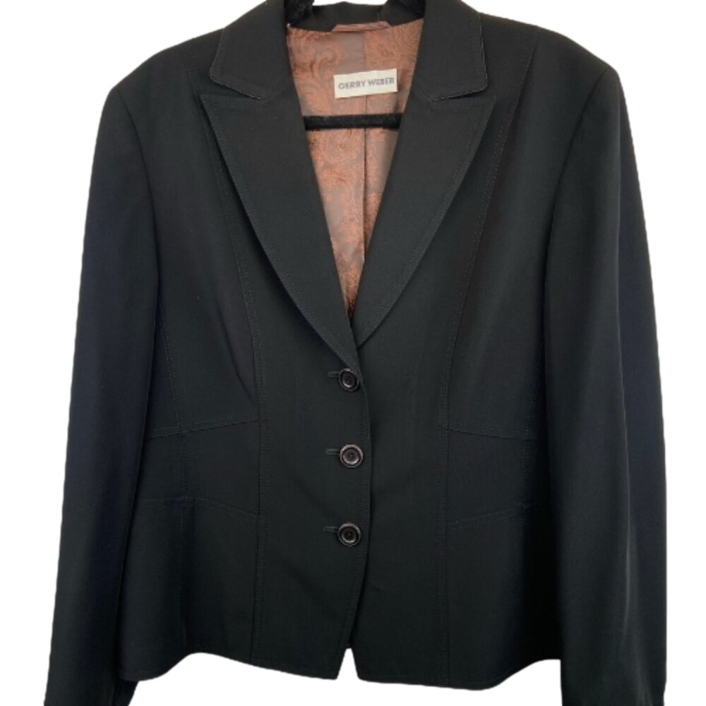 Gerry Weber Stretch Single Breasted Long Sleeve Paisley Lining Blazer Black